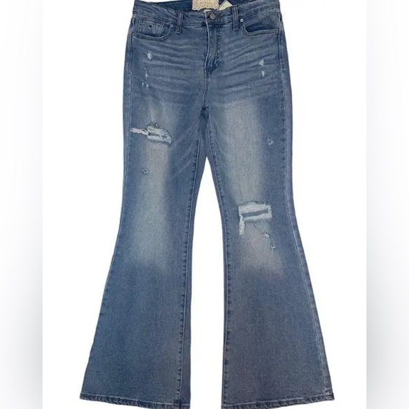 NWT Altar’d State Jeans Womens Galveston Flare Medium Wash High Rise size 29/9 - Picture 2 of 10